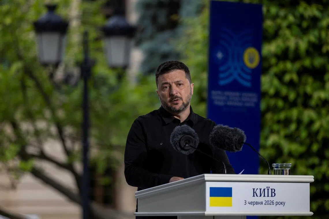 Ukrainian President Volodymyr Zelenskiy said Ukraine had already put forward proposals to move towards an end of the war “and Russia rejects them every time”.