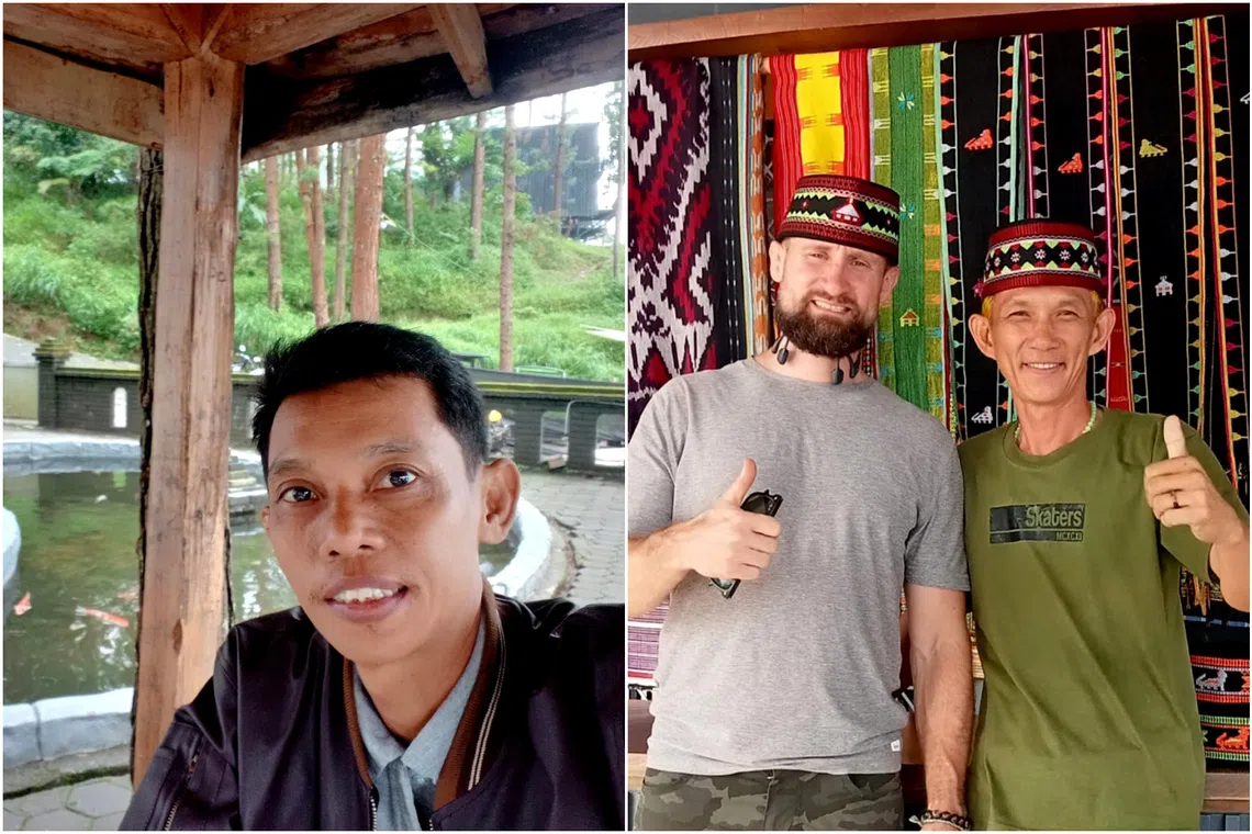 Mr Asep Dadi (left) and woven fabric seller Hery Cristiano (right) are among small business owners and workers are watching the stimulus closely.