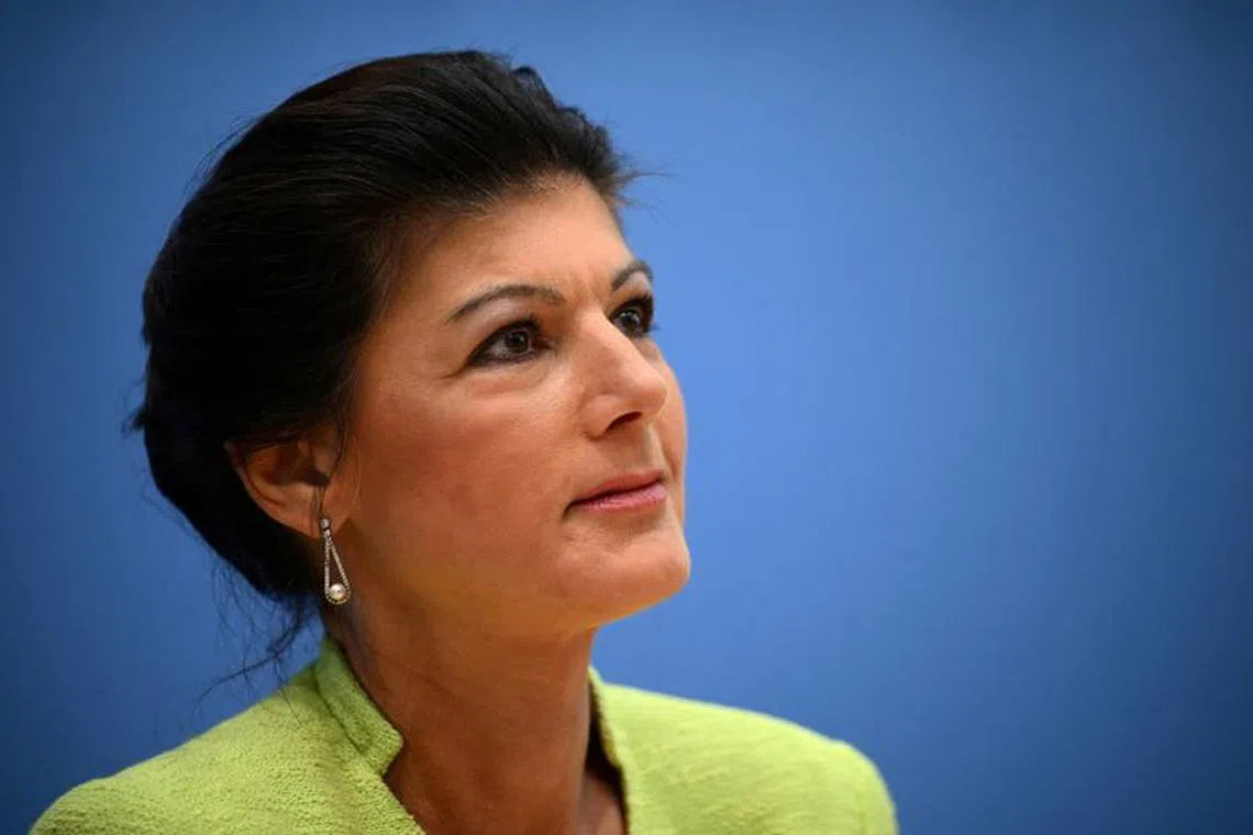 German politician and member of the Bundestag for The Left party Sahra Wagenknecht attends a press conference to present the \"Alliance Sahra Wagenknecht, BSW\" in Berlin, Germany October 23, 2023. REUTERS/Annegret Hilse