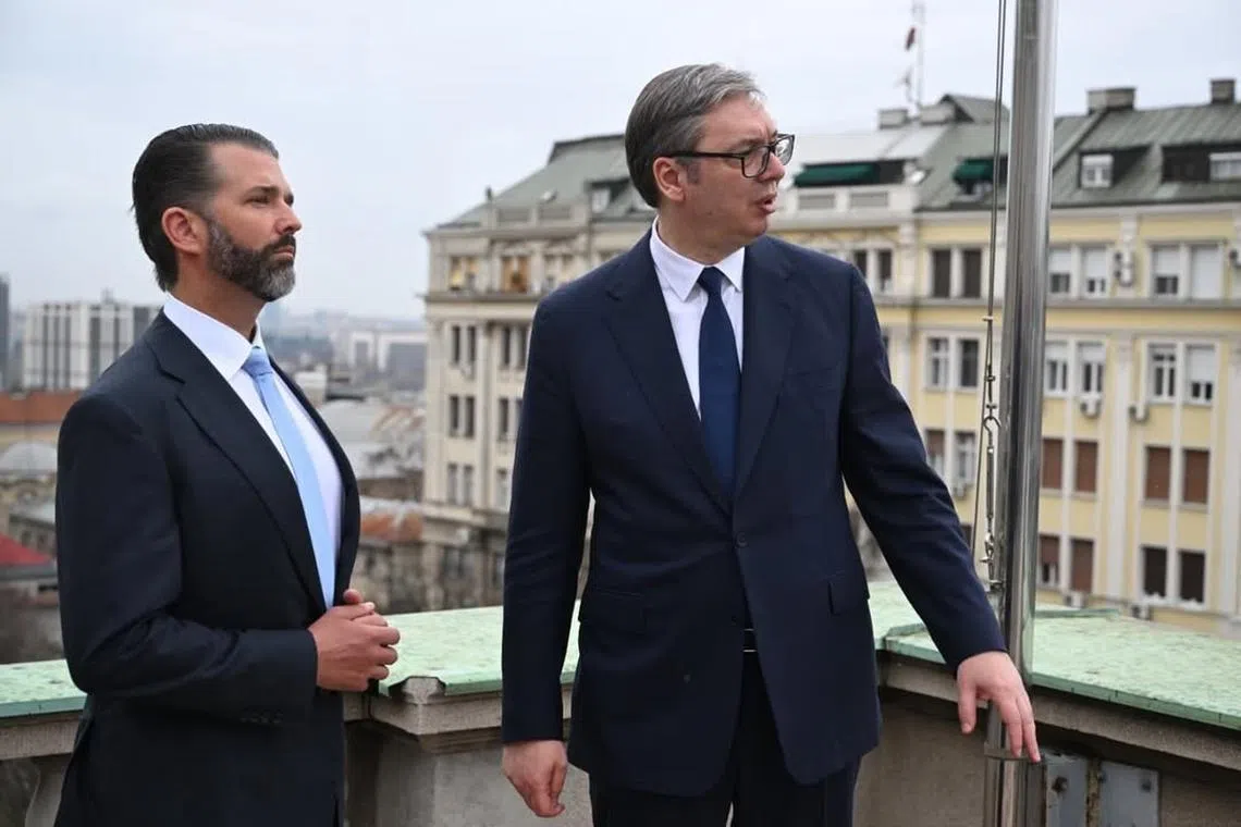 Serbian President Aleksandar Vucic (right) announced the visit by Mr Donald Trump Jr (left) on his Instagram account.