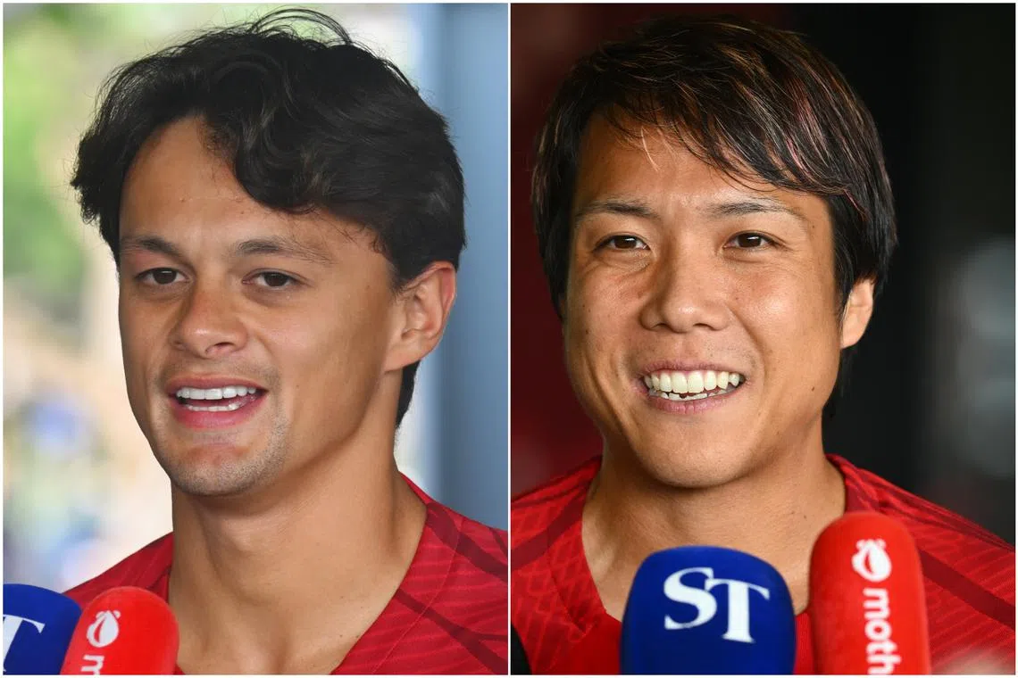 British defender Perry Ng (left) and Japanese midfielder Kyoga Nakamura do not have Singapore citizenship, but the FAS hopes to naturalise the duo in future.