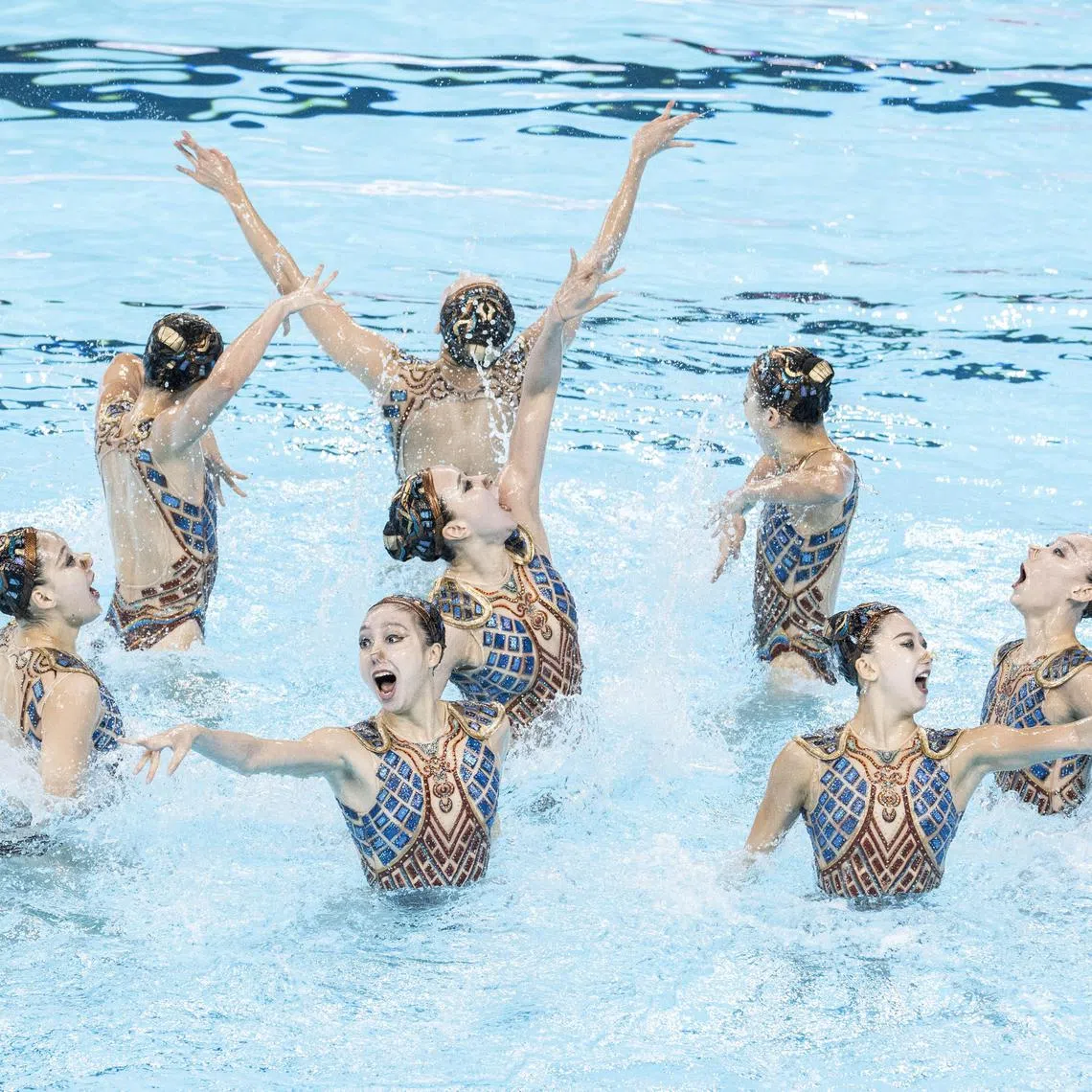 ST20250725_202543000740/kkartistic25/Brian Teo/Kimberly Kwek MR/Team China competing in the Team Acrobatic Final at the World Aquatics Championships at the World Aquatics Championships Arena on July 25, 2025. ST PHOTO: BRIAN TEO