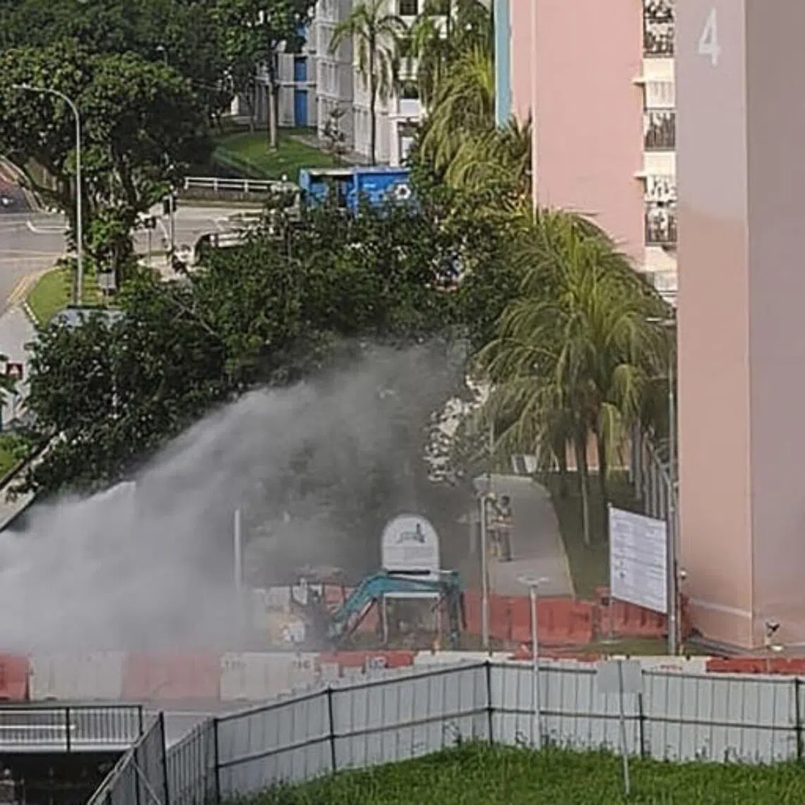 HDB said the pipe was damaged during hacking works at about 10am, and was repaired by 1.45pm. 