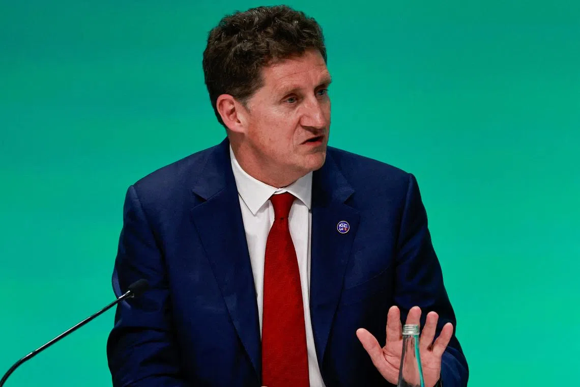 Ireland's Minister for Transport, Climate, Environment and Communications Eamon Ryan speaks during a press conference, at the United Nations Climate Change Conference (COP28), in Dubai, United Arab Emirates, December 11, 2023. REUTERS/Thaier Al-Sudani/File Photo
