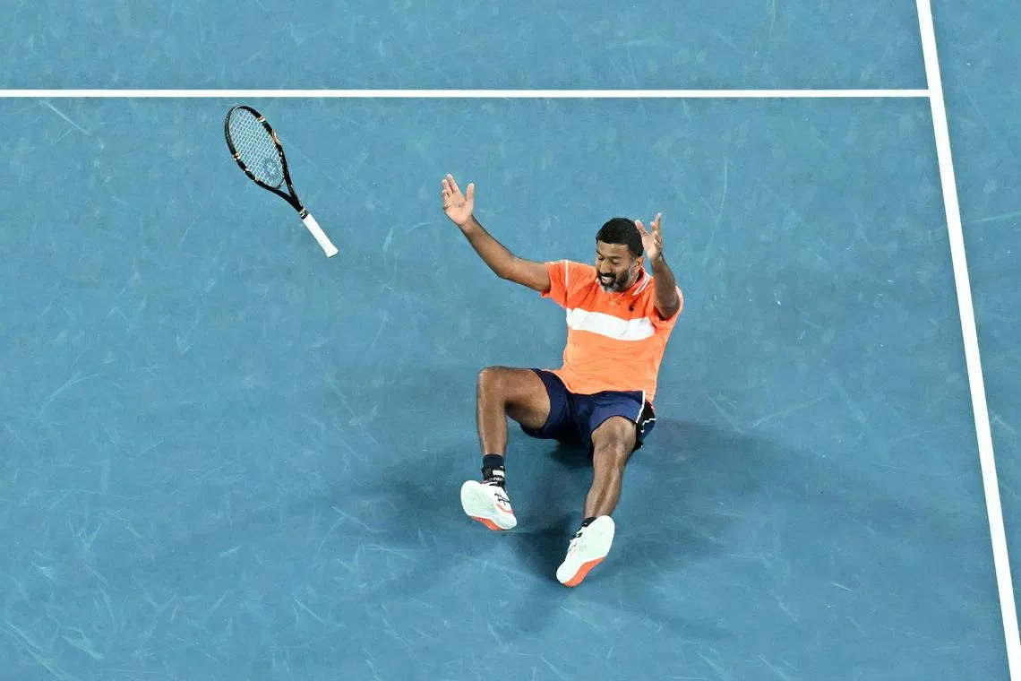 At the Australian Open, India's Rohan Bopanna finally wins his first men's doubles titles at a Grand Slam at the age of 43. 