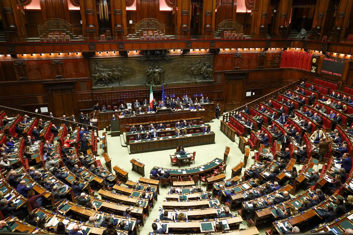 A general view of the lower house of the parliament in session in Rome, Italy, March 5, 2026. REUTERS/Matteo Minnella