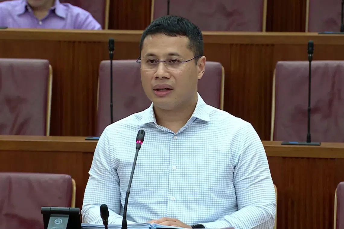 Education Minister Desmond Lee speaking during the parliament session on Sept 23.