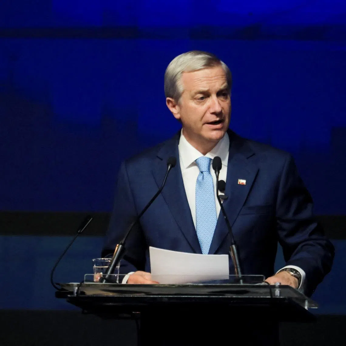 Chile's President-elect Jose Antonio Kast speaks as he presents the members of his cabinet, in Santiago, Chile January 20, 2026. REUTERS/Diego Reyes