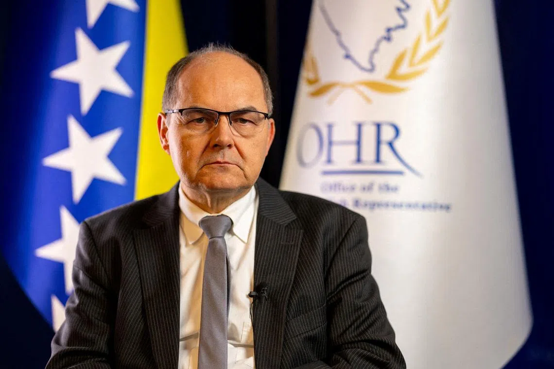 Bosnia's international High Representative Christian Schmidt looks on during an interview with Reuters in Sarajevo, Bosnia and Herzegovina, October 10, 2023. REUTERS/Antonio Bronic//File Photo