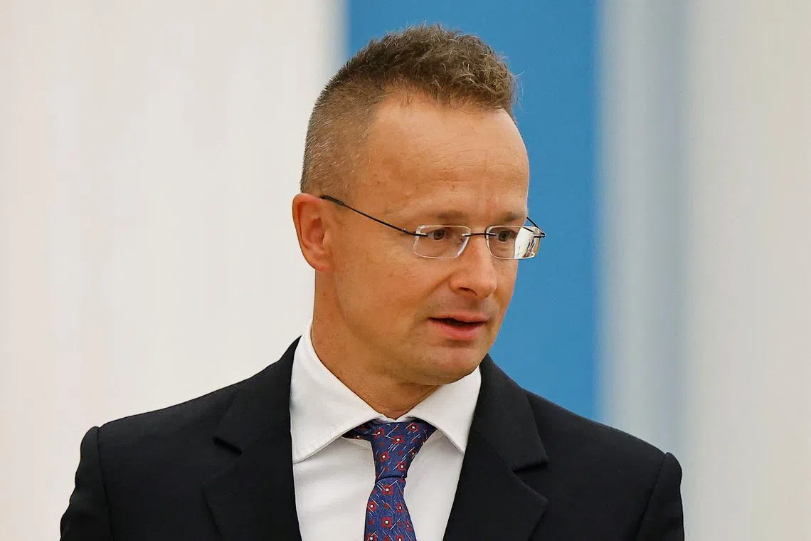 FILE PHOTO: Hungary's Foreign Minister Peter Szijjarto attends a press conference of Russia's President Vladimir Putin and Hungary's Prime Minister Viktor Orban following their meeting in Moscow, Russia July 5, 2024. REUTERS/Evgenia Novozhenina/File Photo
