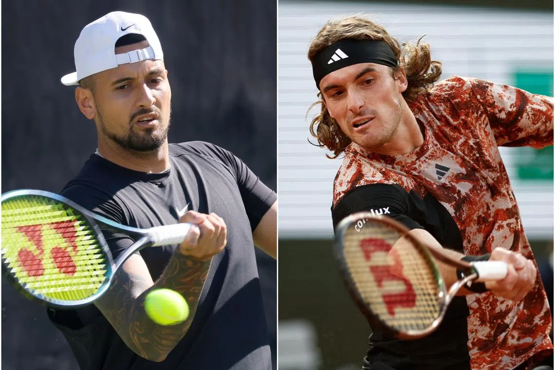 Stefanos Tsitsipas (right) insists there was a misunderstanding regarding his comments about Nick Kyrgios at Wimbledon last season.