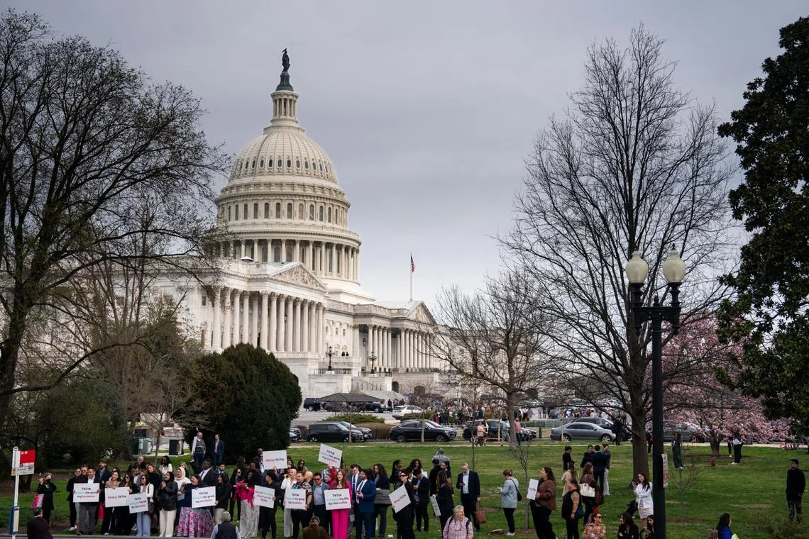 Supporters of TikTok gather outside the Capitol in Washington, March 13, 2024.
