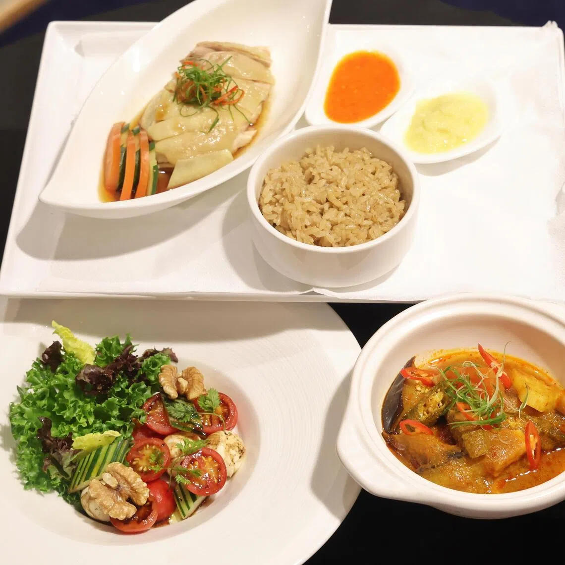Some possible recipes are chicken rice using TLL’s Temasek Rice, tomato and bocconcici salad and ikan asam pedas using the jade perch.