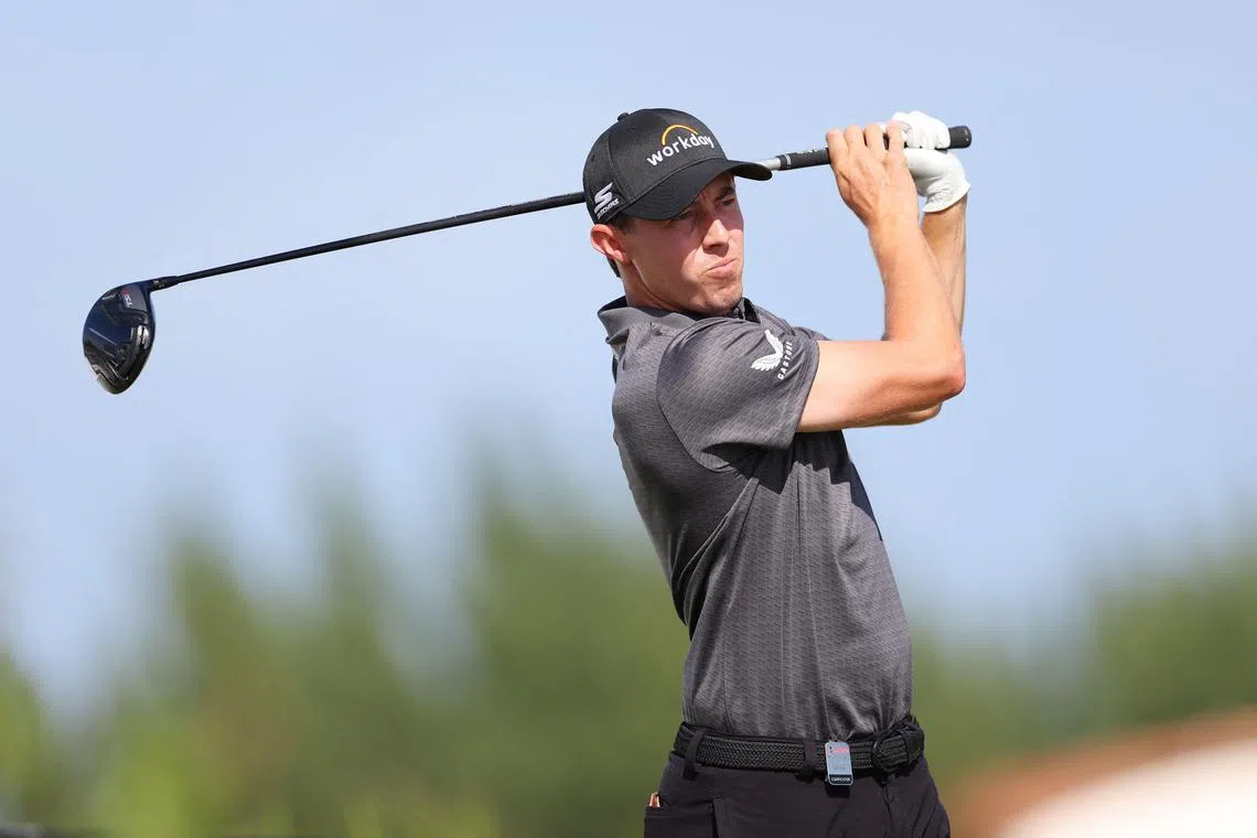NASSAU, BAHAMAS - DECEMBER 03: Matthew Fitzpatrick of England plays his shot from the fourth tee during the third round of the Hero World Challenge at Albany Golf Course on December 03, 2022 in Nassau, Bahamas.   Mike Ehrmann/Getty Images/AFP (Photo by Mike Ehrmann / GETTY IMAGES NORTH AMERICA / Getty Images via AFP)