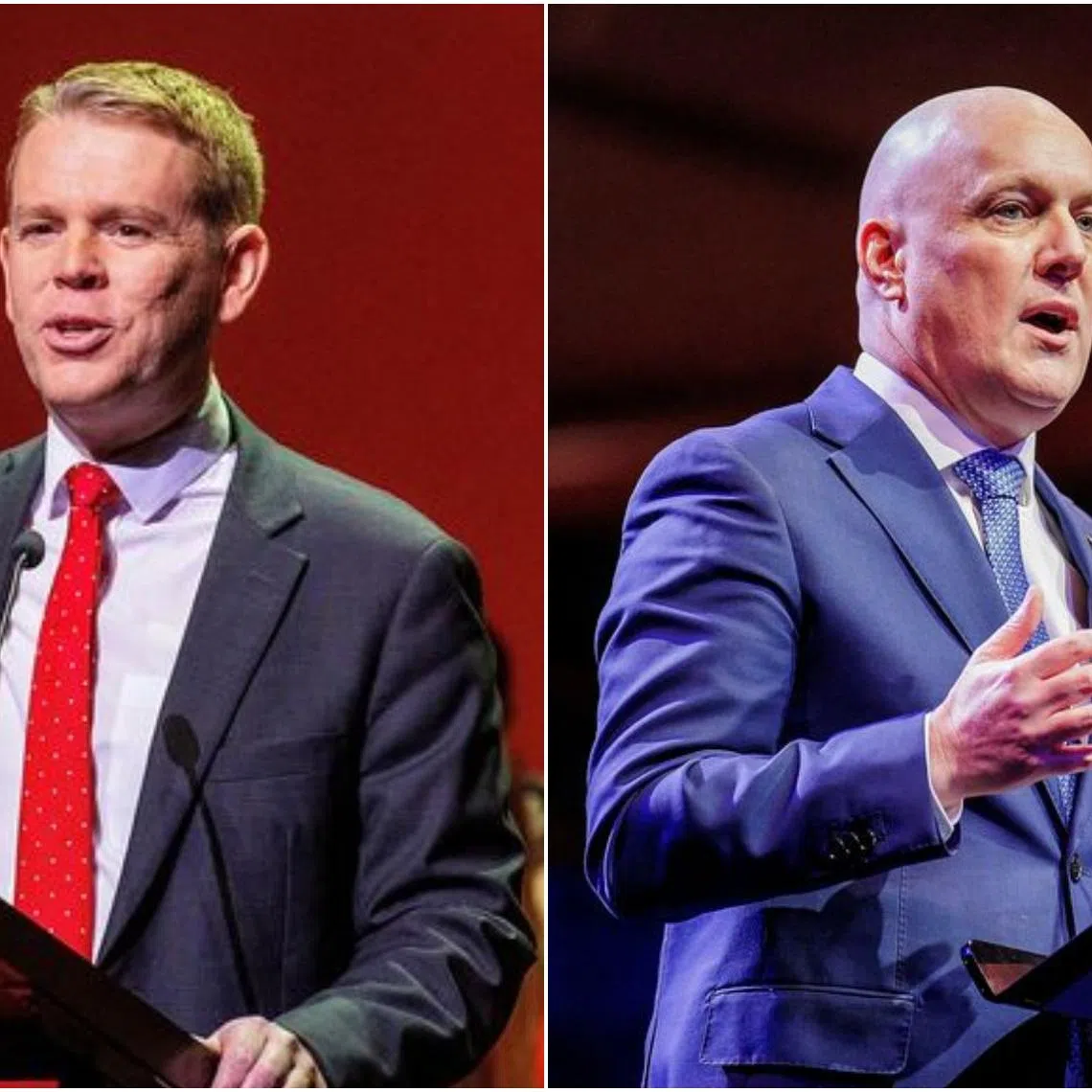 New Zealand Prime Minister Chris Hipkins (left) congratulated the National Party led by Christopher Luxon on Oct 14.