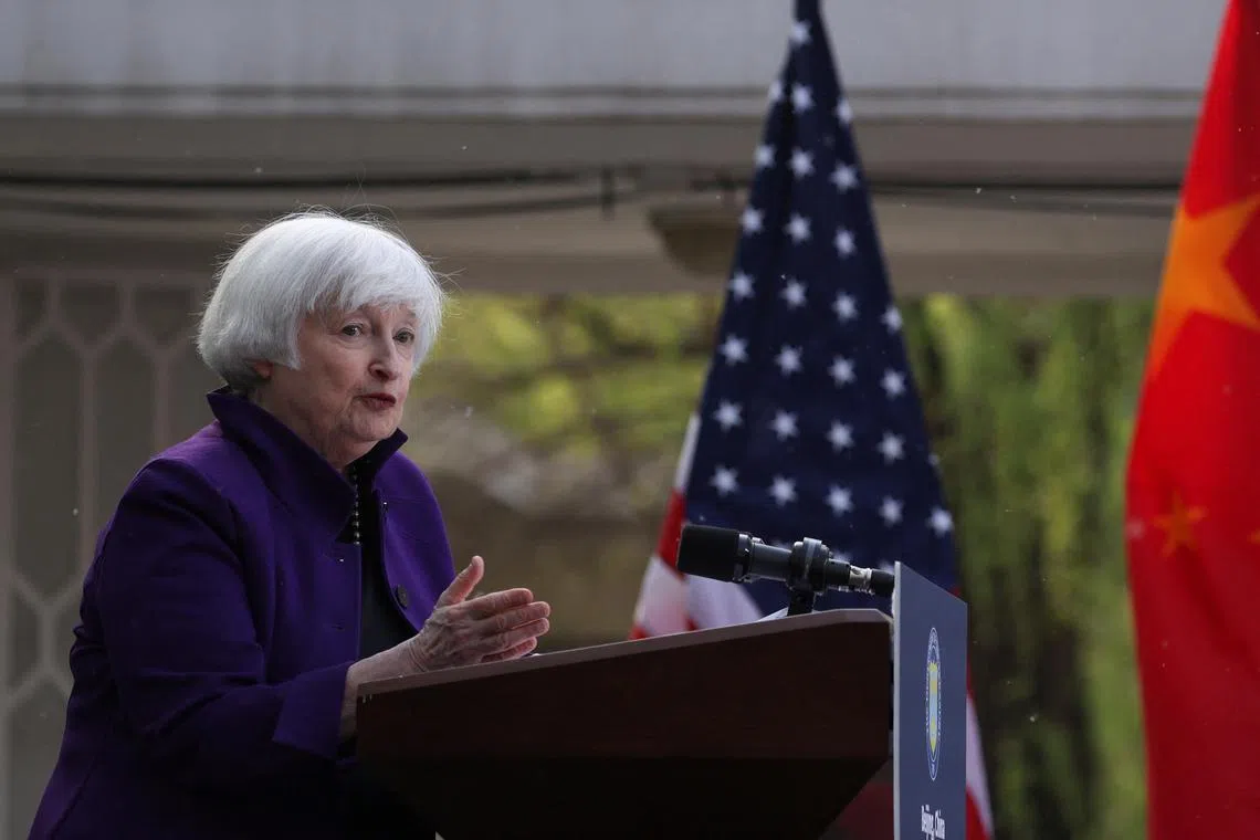 U.S. Treasury Secretary Janet Yellen attends a press conference in Beijing, China April 8, 2024. REUTERS/Florence Lo