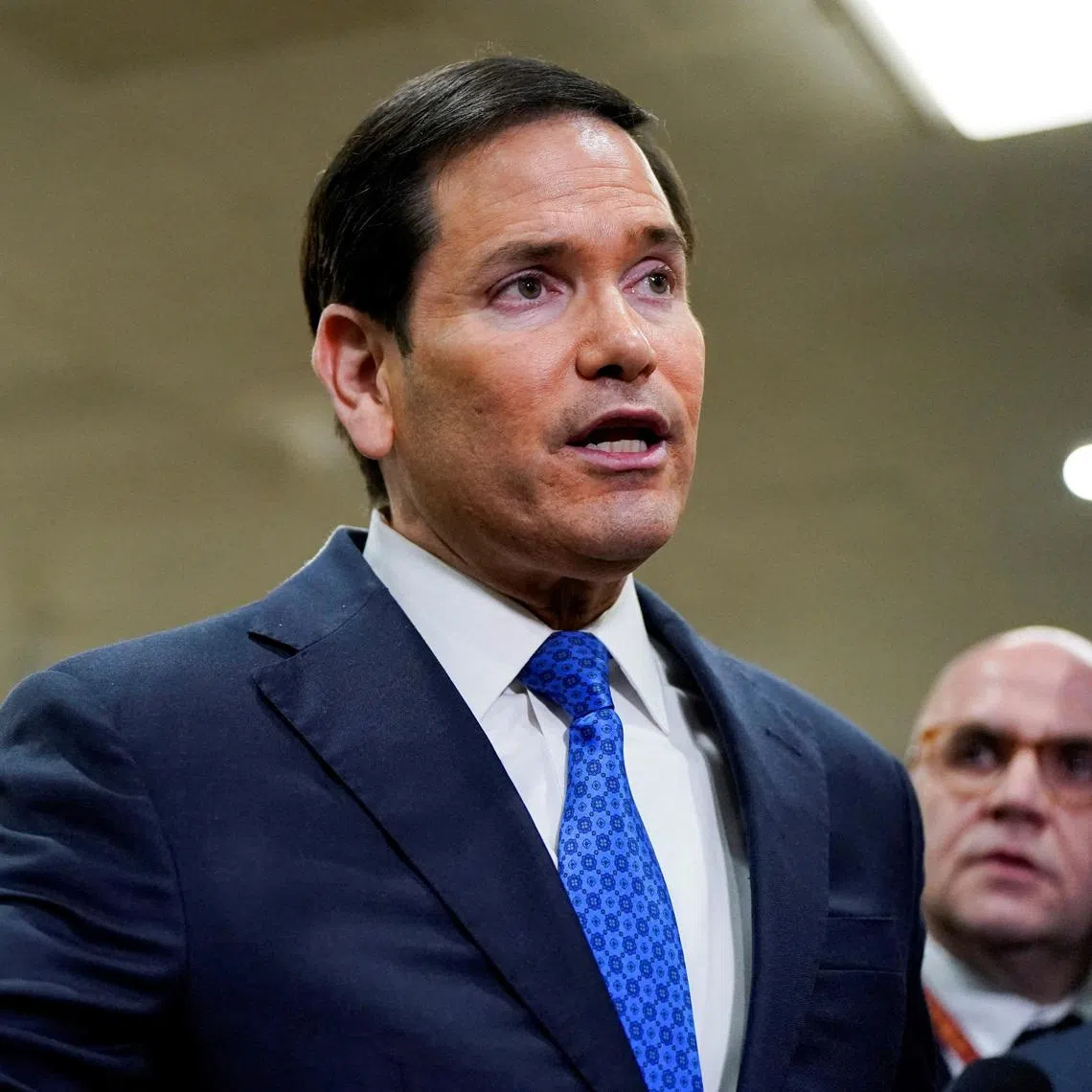 FILE PHOTO: U.S. Secretary of State Marco Rubio speaks to reporters, on the day of classified briefings for the full U.S. Senate and House of Representatives on the situation in Iran, on Capitol Hill in Washington, D.C., U.S., March 3, 2026. REUTERS/Elizabeth Frantz/File Photo