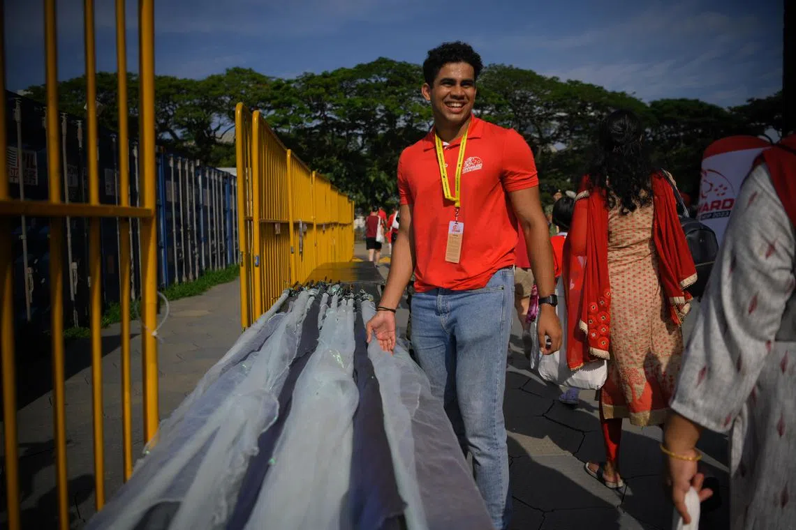 3SG Ashok Kumar, who extended his national service by about two weeks, helps to maintain more than 1,000 props at the NDP show. 