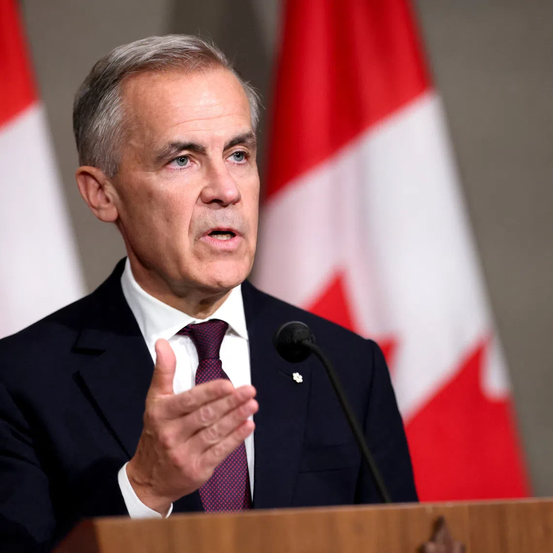 Canada's Prime Minister Mark Carney speaks during a press conference, on the sidelines of the 47th ASEAN Summit in Kuala Lumpur, Malaysia, October 27, 2025. REUTERS/Edgar Su