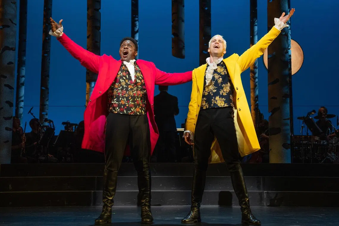 (From left) Joshua Henry and Gavin Creel in Into The Woods, at St. James Theater in New York, June 27, 2022. 