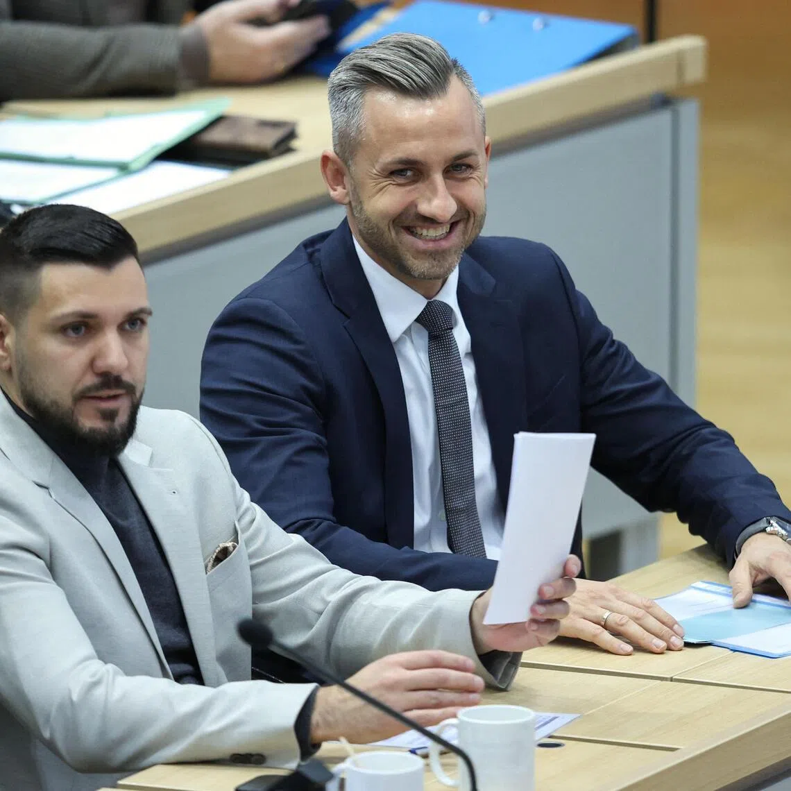 AfD’s Ulrich Siegmund (right) hopes to be elected as state premier in December, while Tobias Rausch is expected to become Speaker.