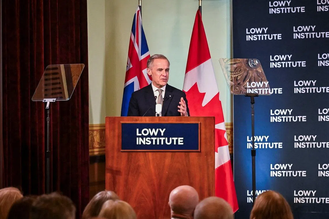 Canada Prime Minister Mark Carney speaks during an address at the Lowy Institute in Sydney, Australia, on March 4.