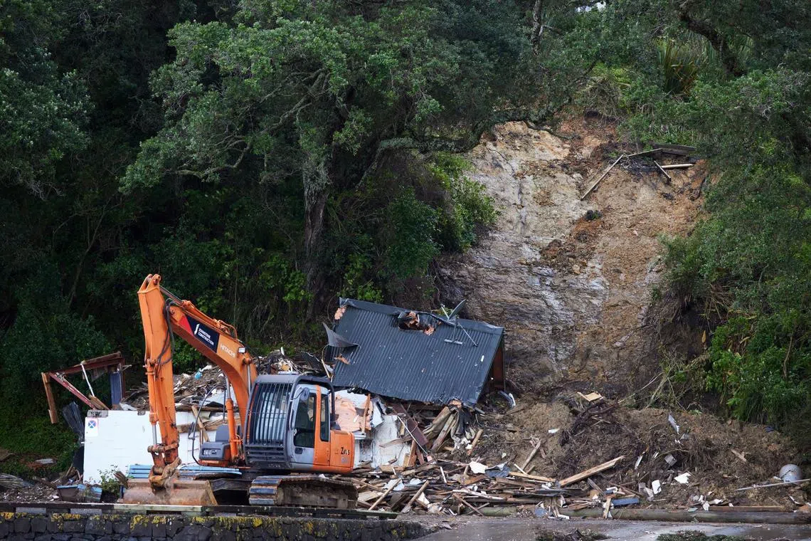 A damaged house following Cyclone Gabrielle in Auckland, New Zealand, on Feb 14, 2023. 