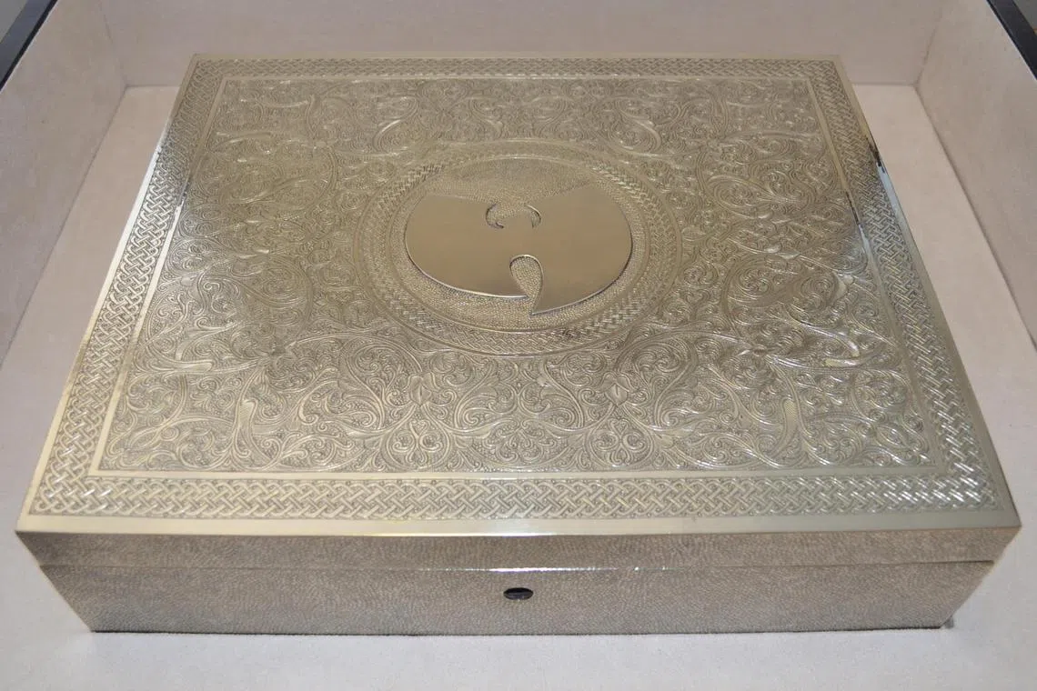A photo provided by the U.S. Marshals Service shows the box containing the one-of-a-kind album recorded by the Wu-Tang Clan and sold at auction to the disgraced pharmaceutical executive and hedge fund manager Martin Shkreli. The sole known copy of the album ÒOnce Upon a Time in ShaolinÓ was not to be heard by the public until 2103. Some fans will be able to hear a selection of the 31 tracks at a museum in Hobart, Tasmania. (United States Marshals Service via The New York Times) -- NO SALES; FOR EDITORIAL USE ONLY.