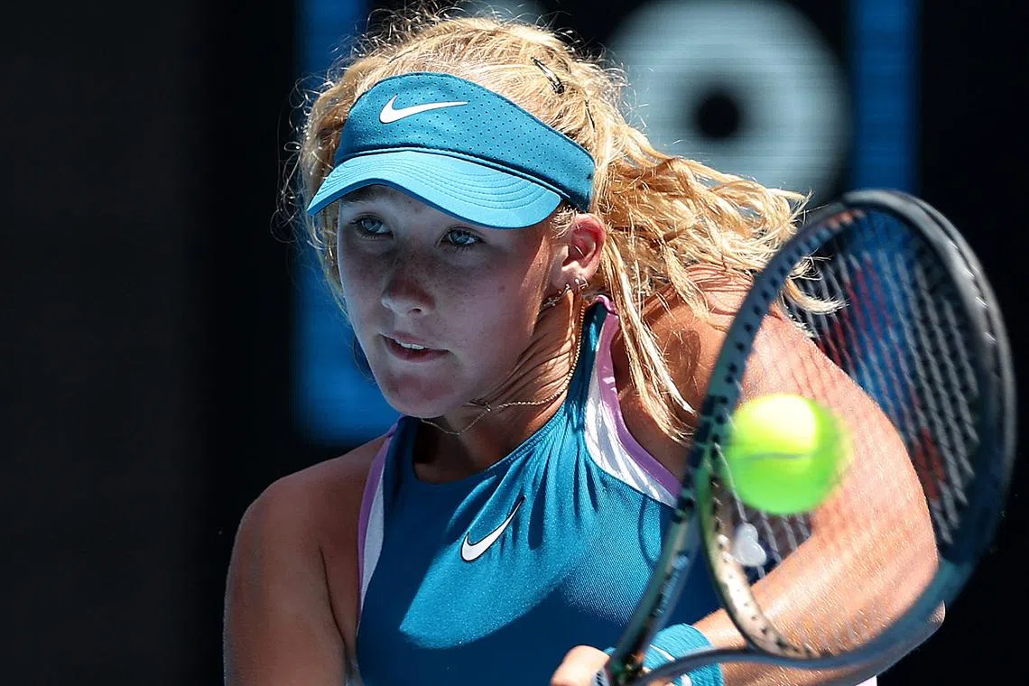 Wildcard Andreeva was playing without a flag because of Russia’s war on Ukraine.