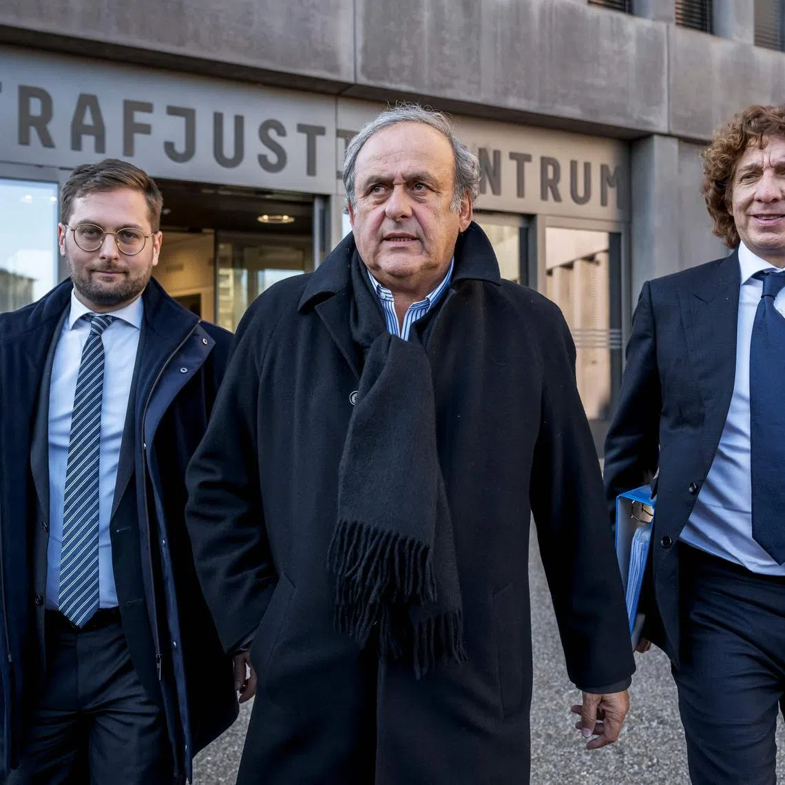 Former Uefa president Michel Platini leaves the courthouse after the first day of his trial on appeal by the Swiss Attorney General's office.