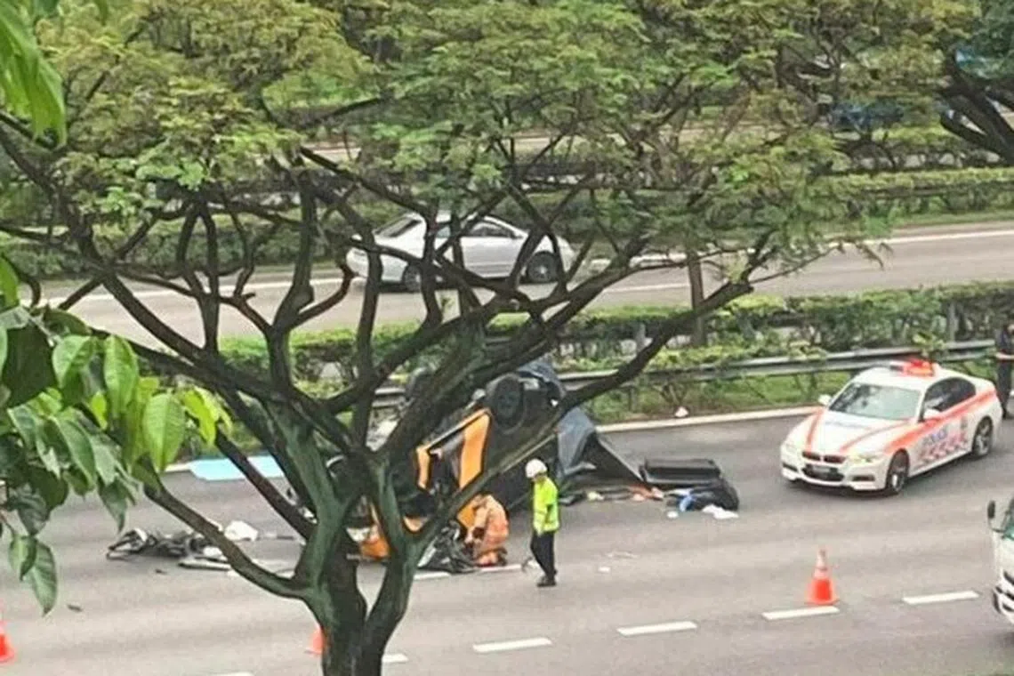 The rightmost two lanes of the PIE were closed  following the accident which killed one. 