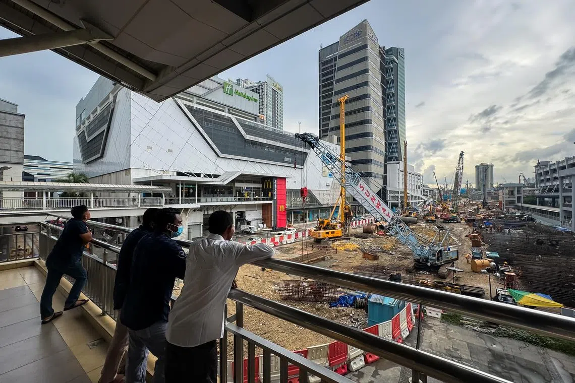 The construction site of Johor Bahru's RTS Link near Sultan Iskandar CIQ and JB Sentral KTM railway station.