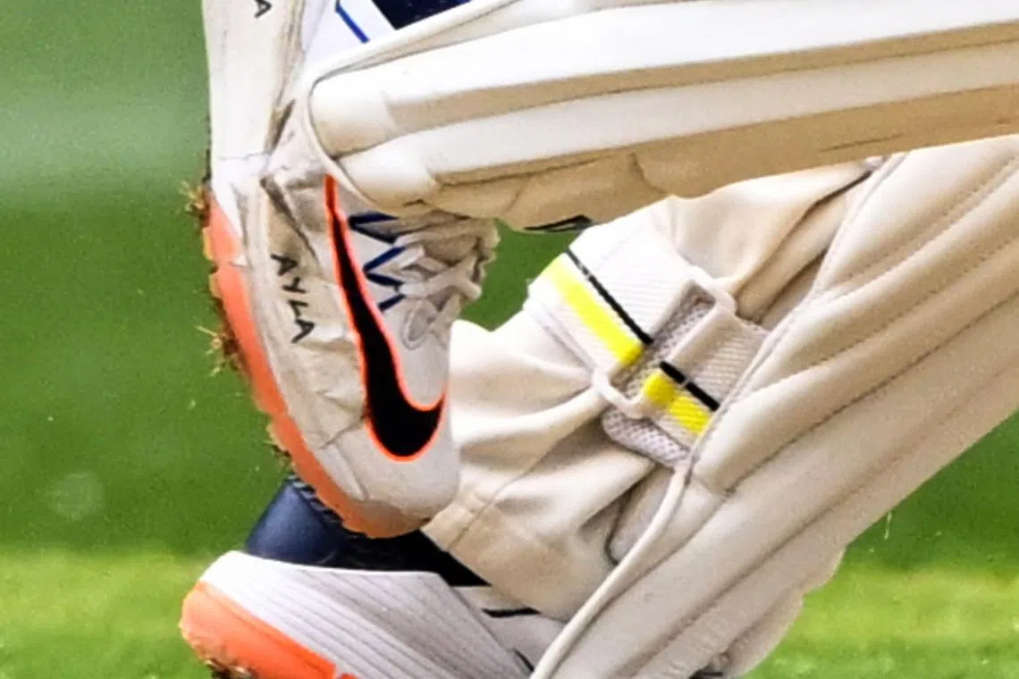A close-up photo of Usman Khawaja's shoes showed the names of his daughters, Aisha and Ayla, taped to the side of his footwear.