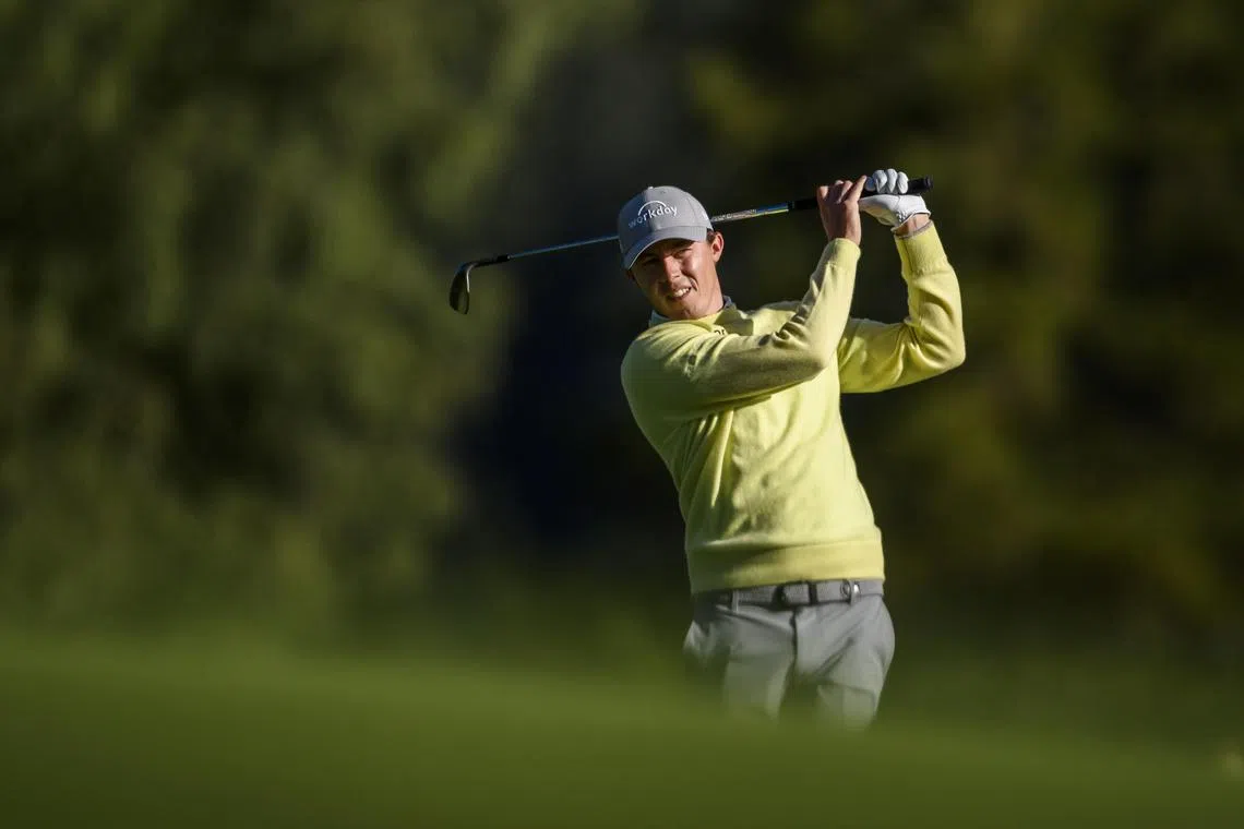 Matthew Fitzpatrick of England watches his shot during the second round of the European Masters.