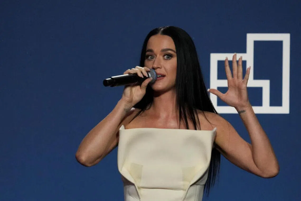 Pop star Katy Perry attends the grand opening ceremony for the Stonewall National Monument Visitor Center (SNMVC) in New York on June 28, 2024. Her recent music video for the song Lifetimes is under investigation for filming without a permit in Spain.