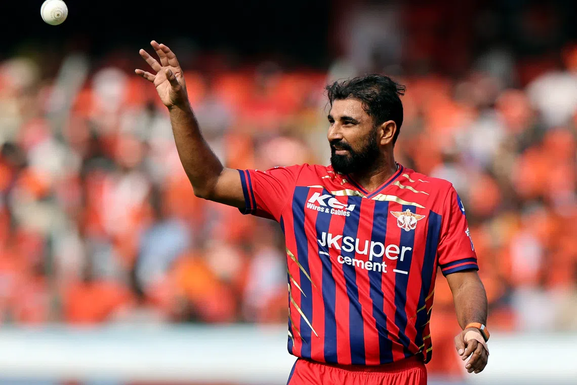 FILE PHOTO: Cricket - Indian Premier League - IPL - Sunrisers Hyderabad v Lucknow Super Giants - Rajiv Gandhi International Cricket Stadium, Hyderabad, India - April 5, 2026 Lucknow Super Giants' Mohammed Shami in action REUTERS/Francis Mascarenhas/ File Photo