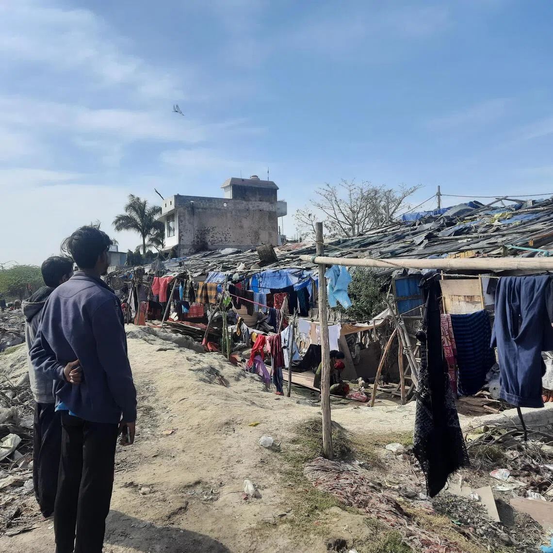 ddrohingya - A view of the Rohingya refugee slum at Kanchan Kunj in Delhi. The camp, which is home to some 260-odd Rohingya refugees, has been destroyed twice in a blaze that some believe may have been acts of arson.