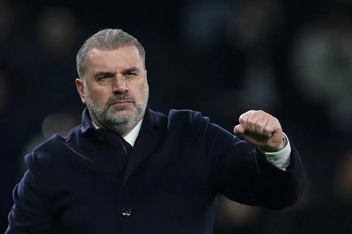 FILE PHOTO: Soccer Football - Premier League - Tottenham Hotspur v Everton - Tottenham Hotspur Stadium, London, Britain - December 23, 2023 Tottenham Hotspur manager Ange Postecoglou celebrates after the match Action Images via Reuters/Paul Childs/File Photo