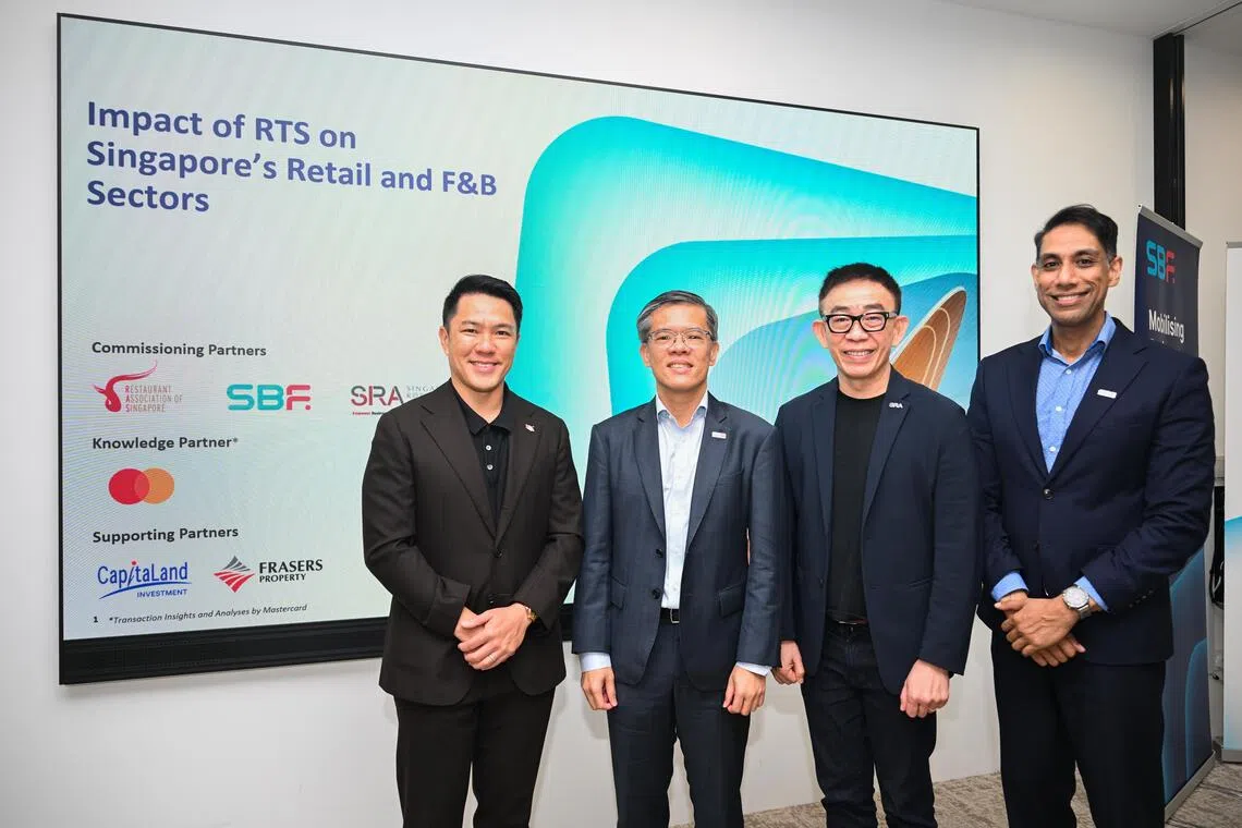 (From left) RAS president Benjamin Boh, SBF chief executive Kok Ping Soon, SRA president Ernie Koh and SBF chief policy and operating officer Musa Fazal at the SBF Center on July 16.