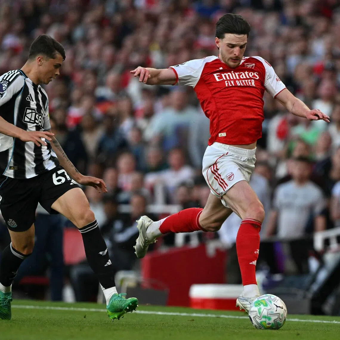 Arsenal midfielder Declan Rice during the 1-0 Premier League win over Newcastle United.