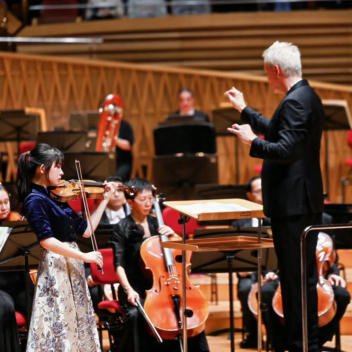 Singaporean violinist Chloe Chua (left) joins the Singapore Symphony Orchestra (SSO) in its seven-city China tour starting in Shanghai, its first international tour under the baton of new music director Hannu Lintu.