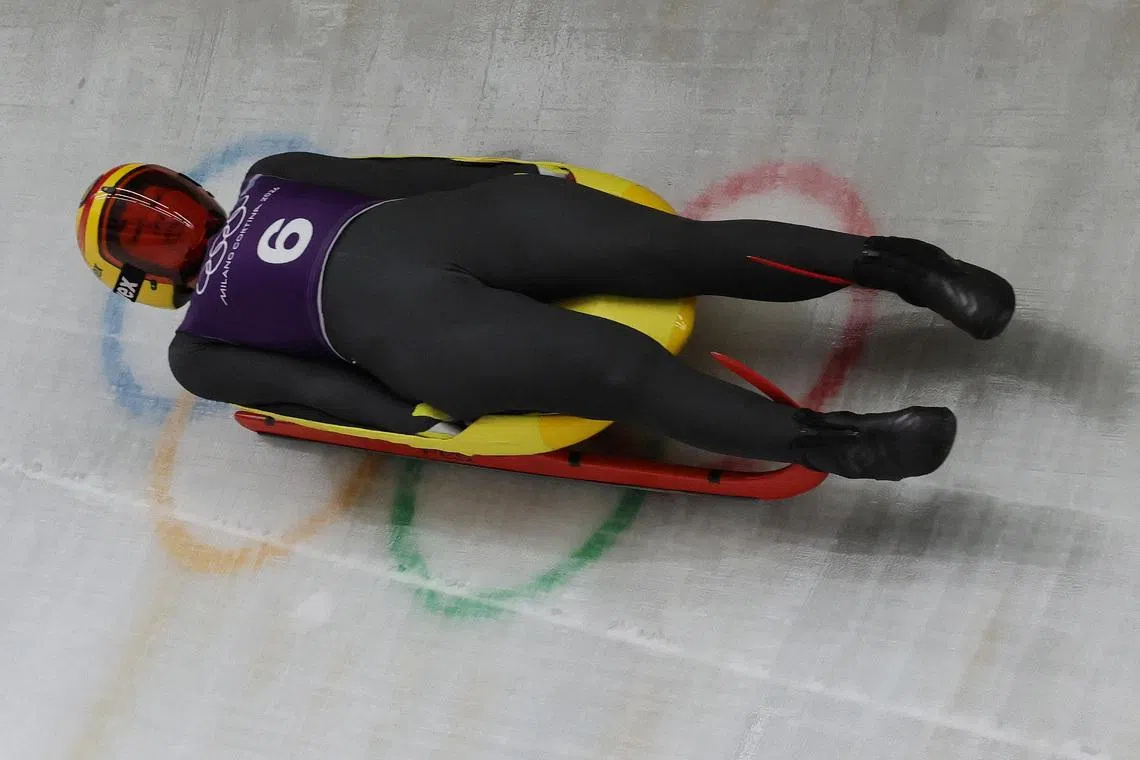 Milano Cortina 2026 Olympics - Luge - Women's Singles Official Training Run 3 - Cortina Sliding Centre, Cortina d'Ampezzo, Italy - February 07, 2026. Julia Taubitz of Germany in action REUTERS/Athit Perawongmetha