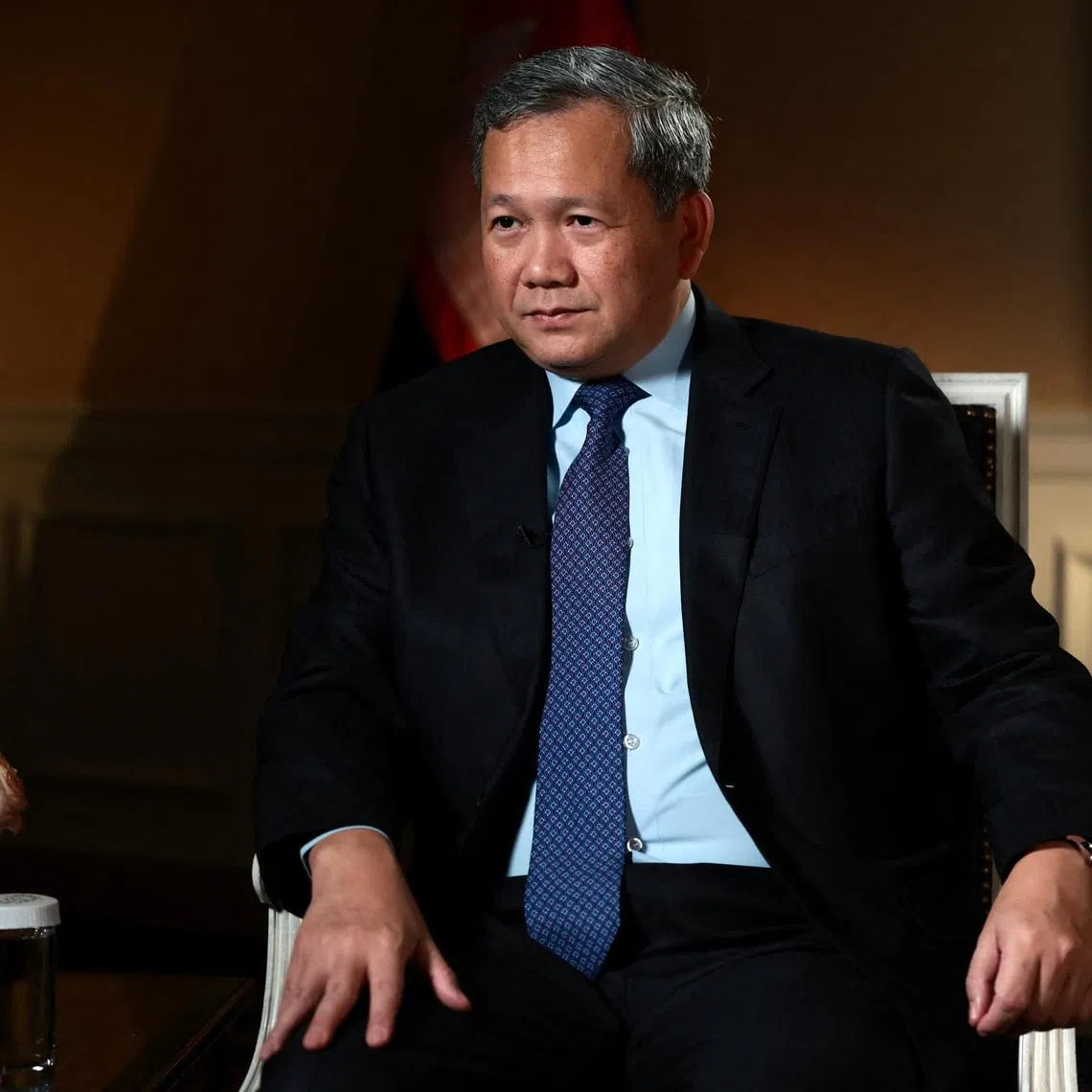 Cambodian Prime Minister Hun Manet is interviewed by Reuters during a visit to Washington to take part in the first meeting of President Donald Trump's Board of Peace in Washington, D.C., U.S., February 17, 2026. REUTERS/Evelyn Hockstein