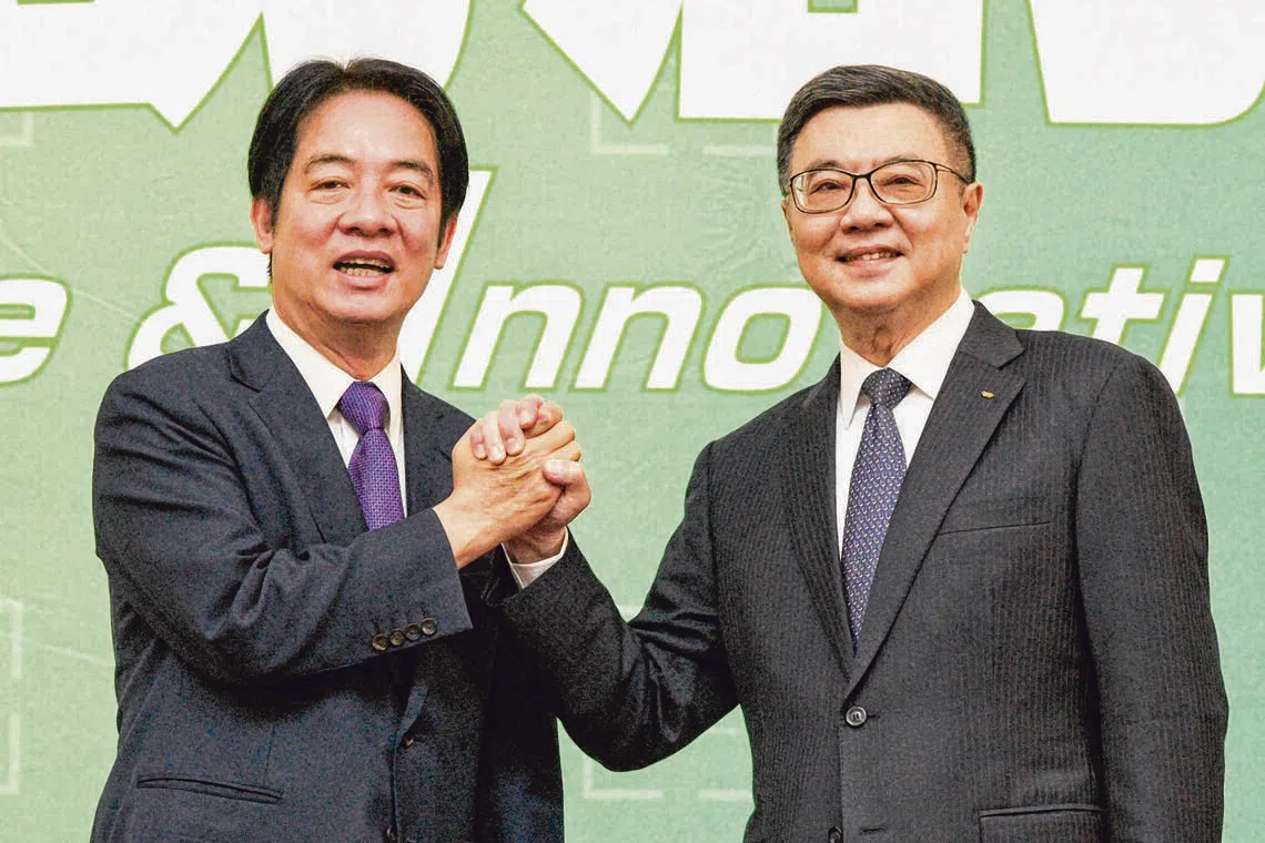 Taiwan premier Cho Jung-tai (right)  with President Lai Ching-te.