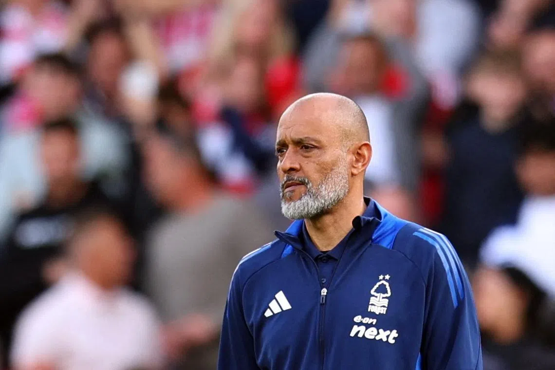 FILE PHOTO: Soccer Football - Premier League - Nottingham Forest v Chelsea - The City Ground, Nottingham, Britain - May 25, 2025 Nottingham Forest manager Nuno Espirito Santo looks dejected after the match Action Images via Reuters/Ed Sykes/File Photo
