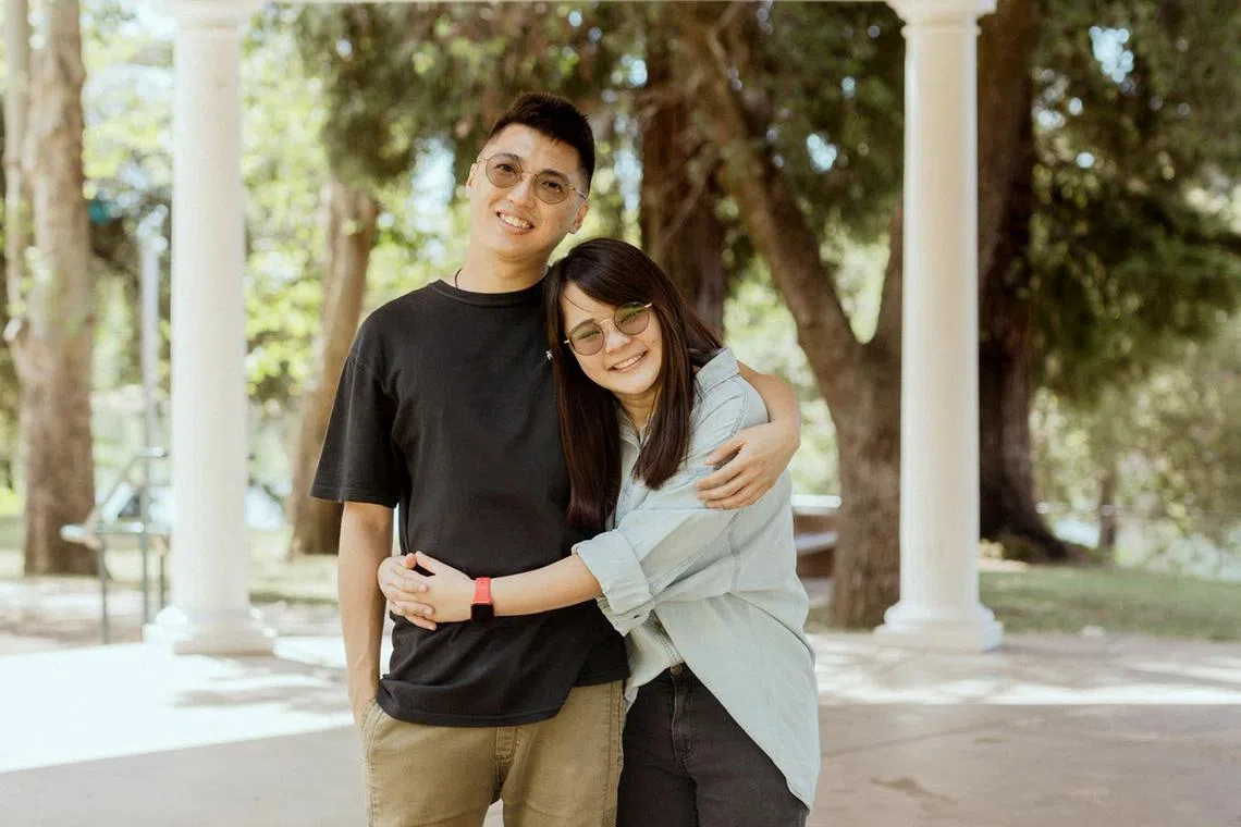 Mr Shawn Wong (left) with Mrs Promise Wong in Redding, California in 2022.



