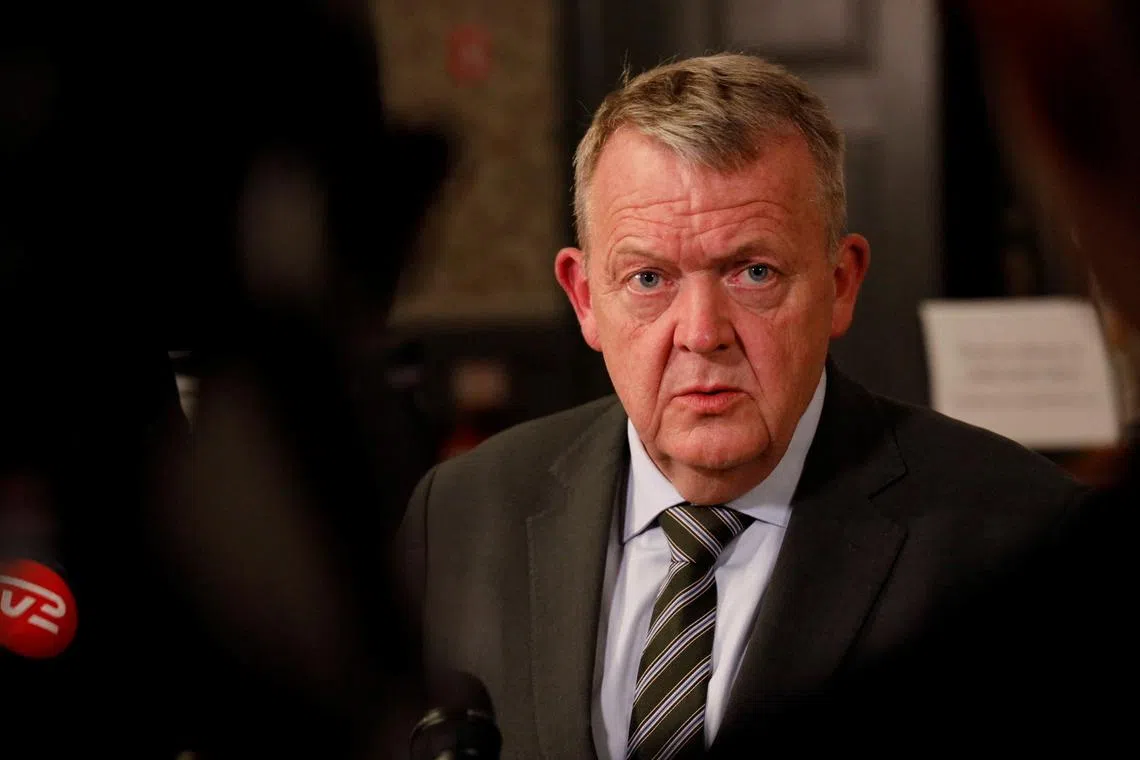FILE PHOTO: Danish Foreign Minister Lars Lokke Rasmussen addresses the media in Copenhagen, Denmark, January 29, 2025. REUTERS/Tom Little/File Photo