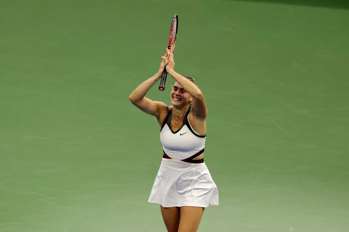 Tennis - U.S. Open - Flushing Meadows, New York, United States - September 6, 2025 Belarus' Aryna Sabalenka celebrates winning the women's singles final against Amanda Anisimova of the U.S. REUTERS/Jeenah Moon