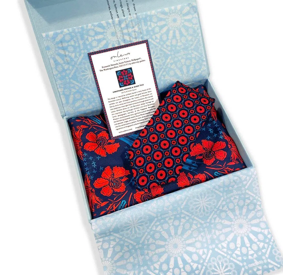 Singapore Orchid Silk Tie and Pocket Square gift set.