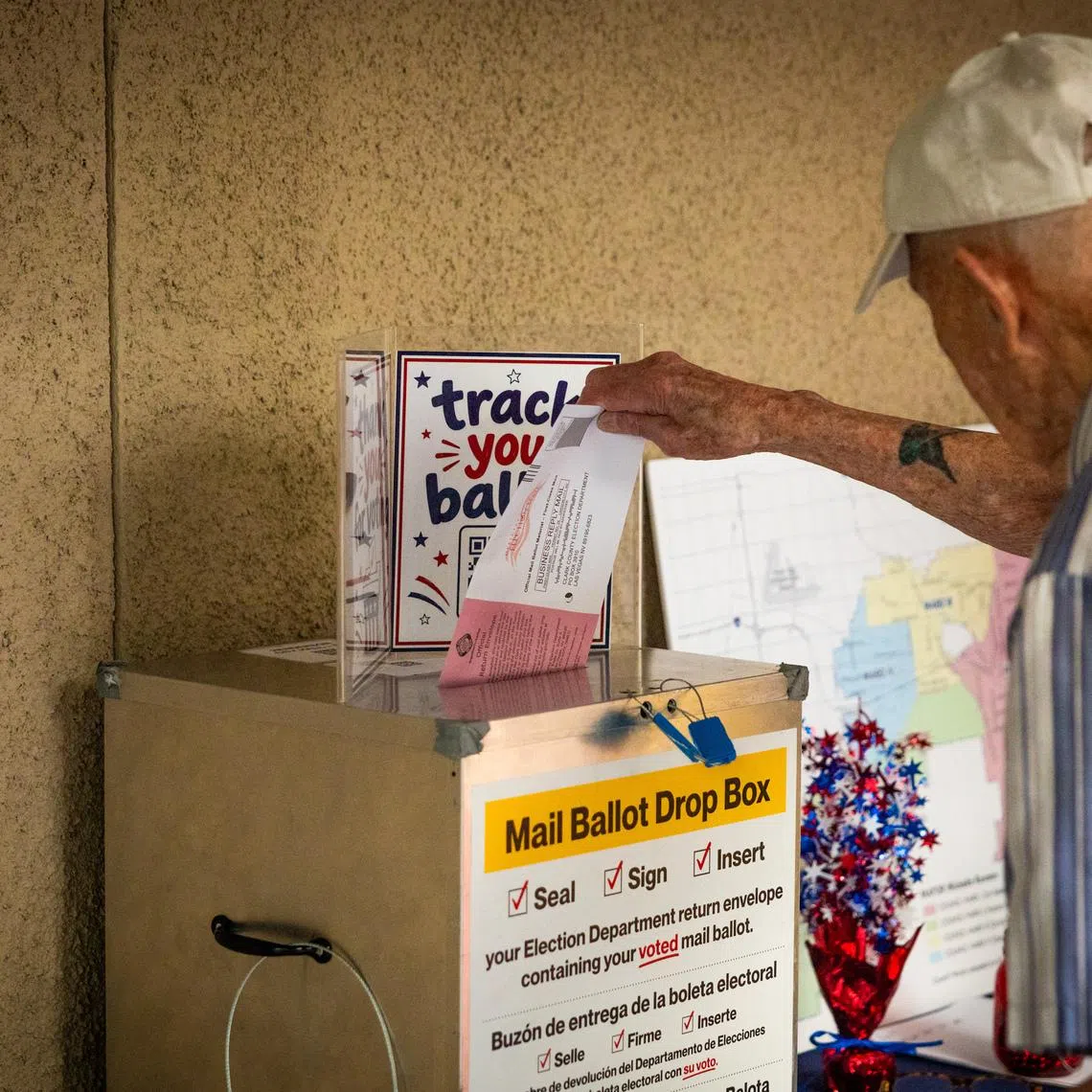 A voter at a primary day polling location at the City Hall in Henderson, Nevada, on June 9.